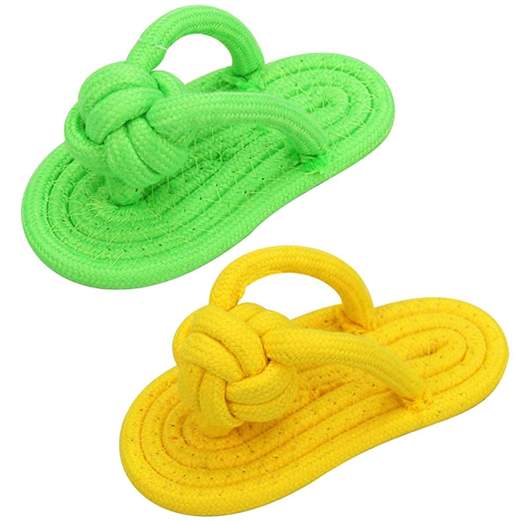 Picckola International Pet Chew Toys Slipper Shaped Shoes Natural Cotton Rope Teething Playing Fun Toy For Cat Dog Puppy (Combo 