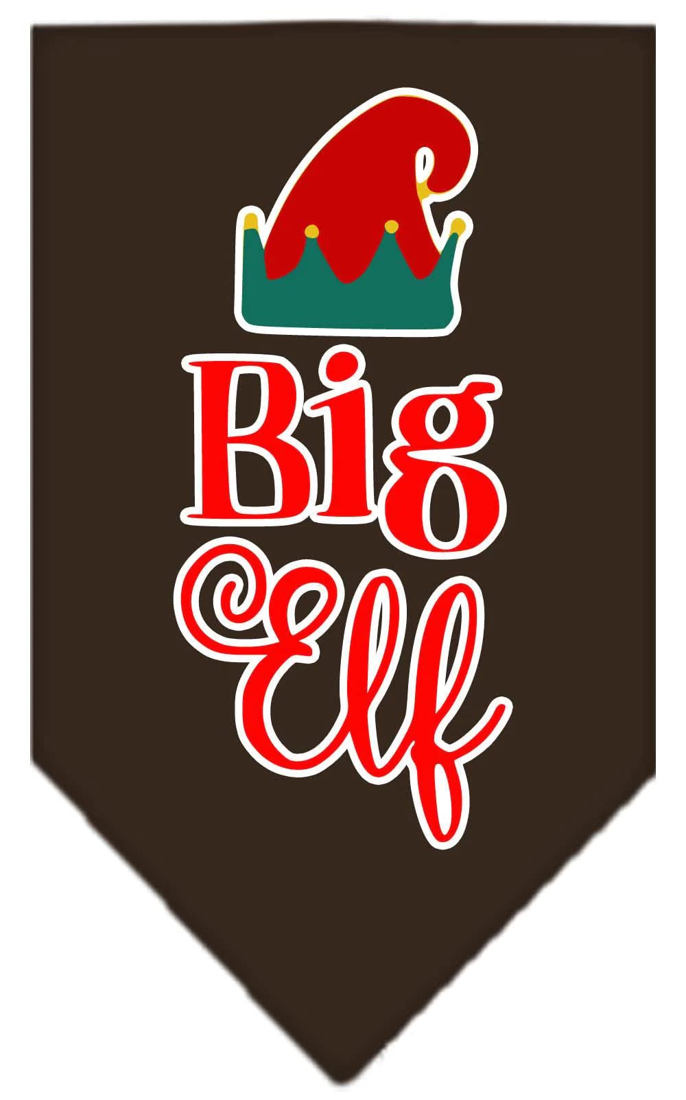 Christmas Pet and Dog Bandana Screen Printed, "Big Elf" Navy Blue Large