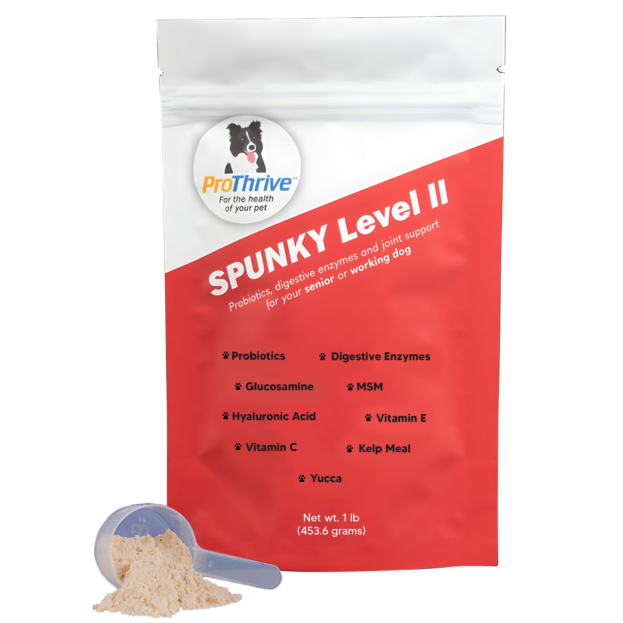 Spunky Level II Hip and Joint Supplement for Dogs, Glucosamine for Dogs with MSM, Dog Vitamins and Supplements Helps Digestion, 