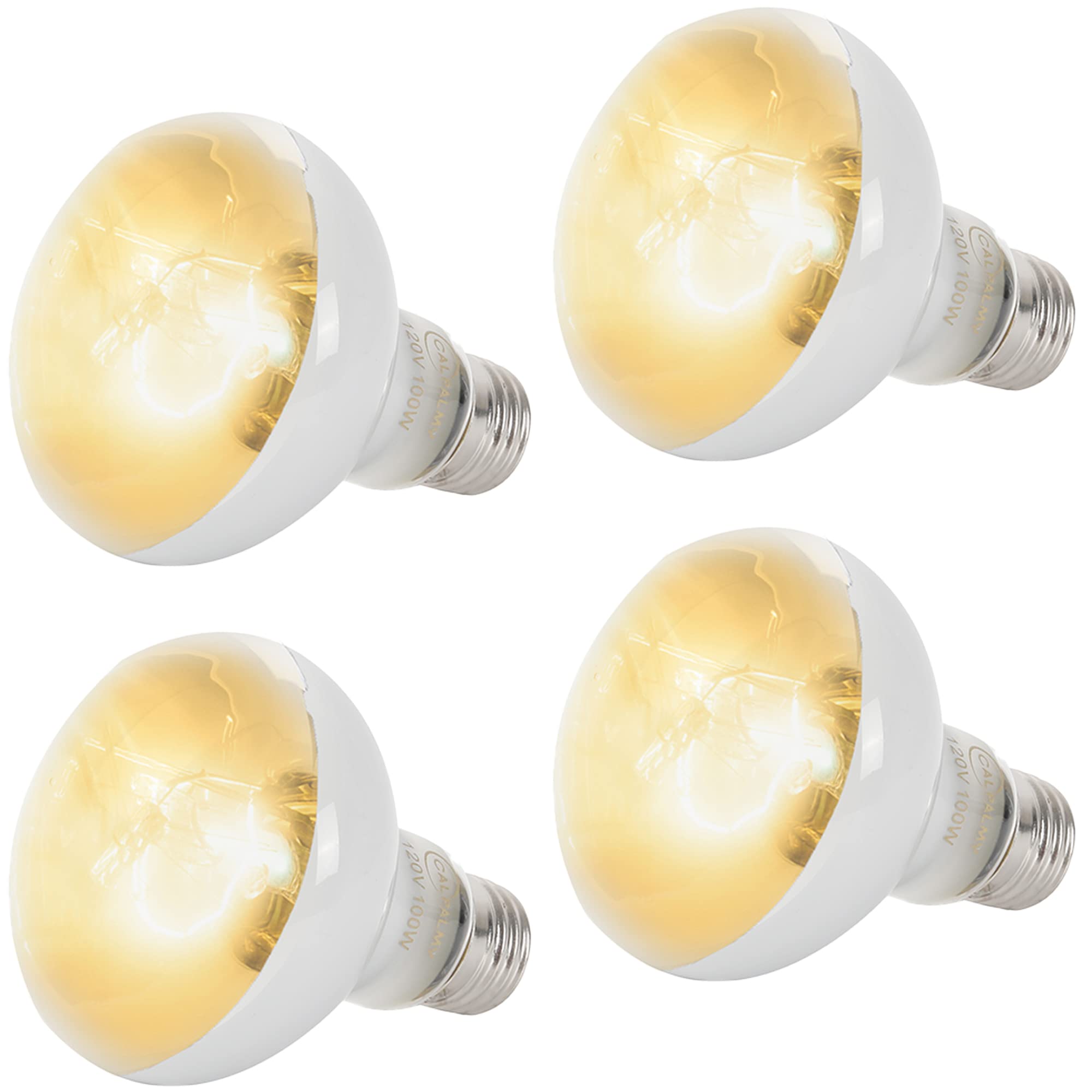 CALPALMY (4-Pack 100W Reptile Heat Lamp Bulbs - UVA Daylight Basking Light Bulbs for Reptiles, Turtles, Lizard, Bearded Dragon a