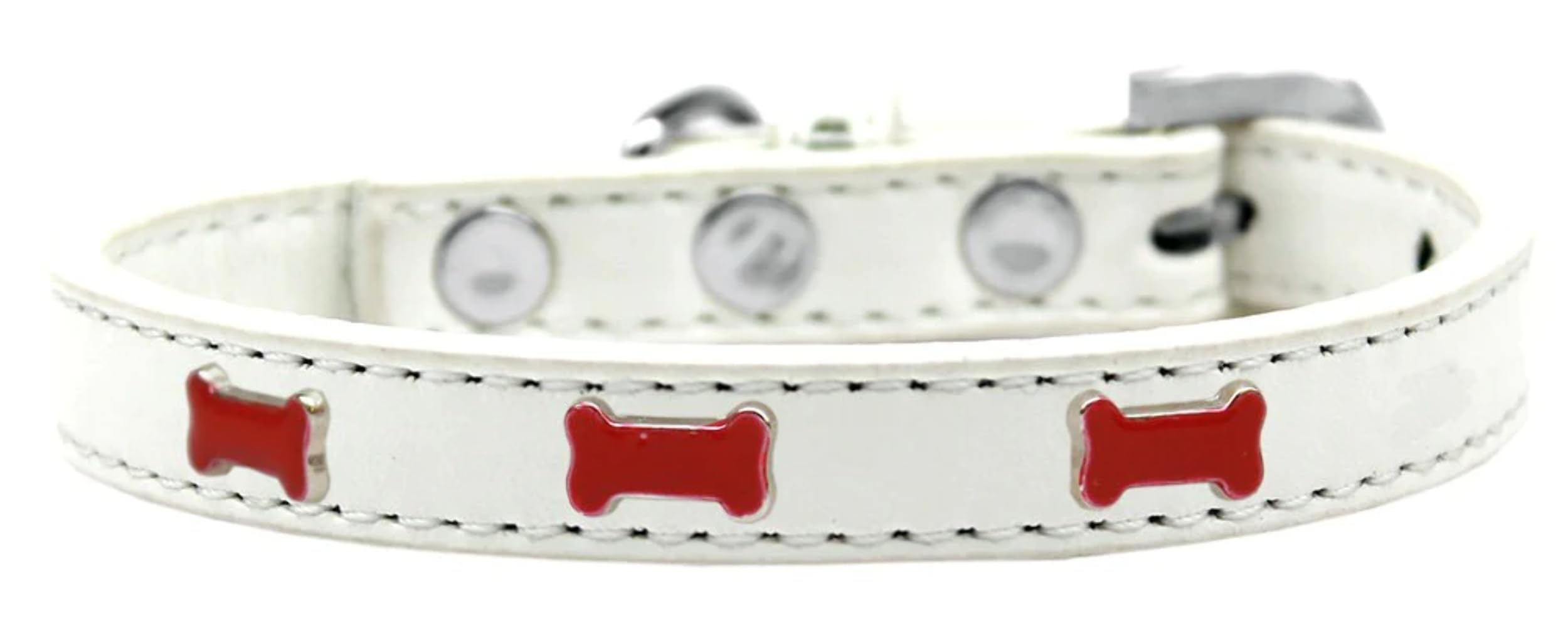 Dog, Puppy & Pet Widget Fashion Collar, "Red Bone" Black 14