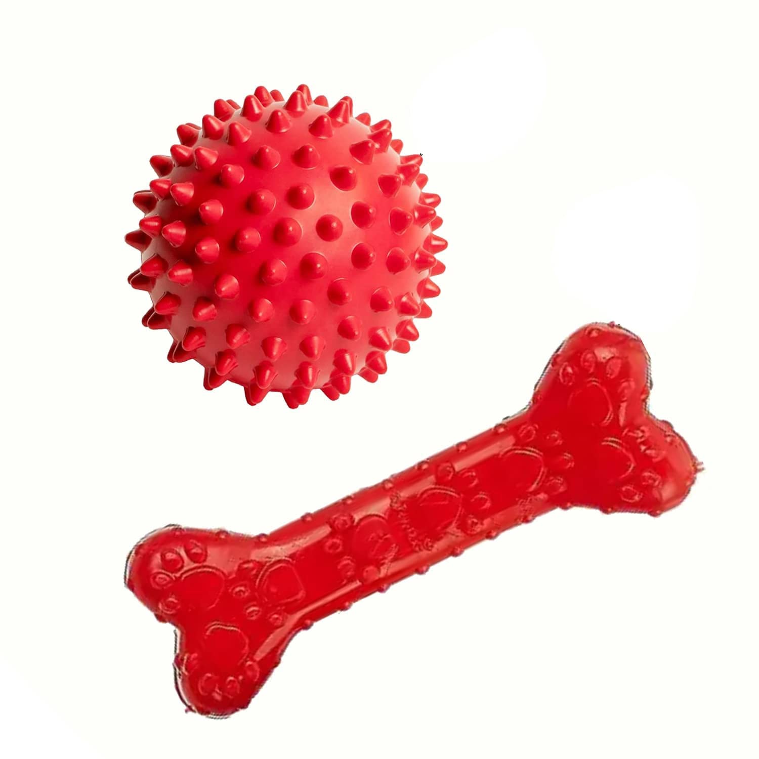 JAINSONS PET PRODUCTS NonToxic Rubber Dog Chew Bone Toy and Spikey Ball for Puppy Dogs