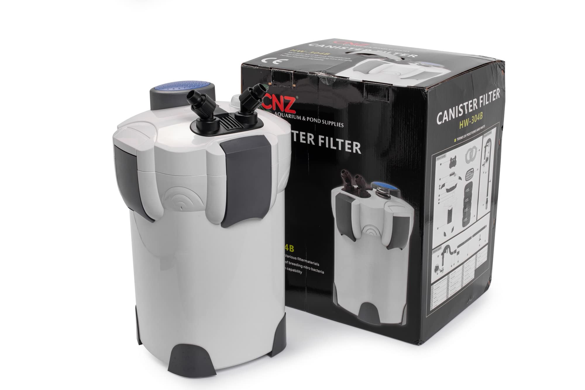 Cnz Hw-304B 525Gph Canister Aquarium Filter With Built-In 9W Sterilizer
