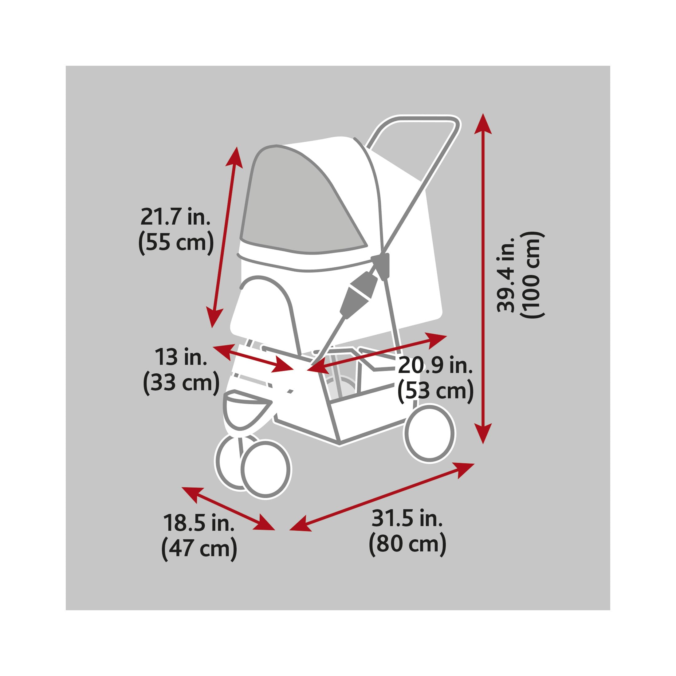 Trixie Foldable Pet Stroller For Cats And Dogs, Pet Carrier Strolling Cart With Weather Cover, Storage Basket, Cup Holder, Black