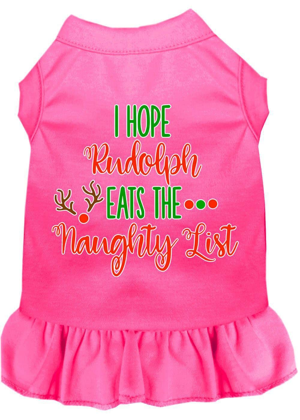 Christmas Pet Dog & Cat Dress Screen Printed, "I Hope Rudolph Eats The Naughty List" White 3XL (25-35 lbs.)