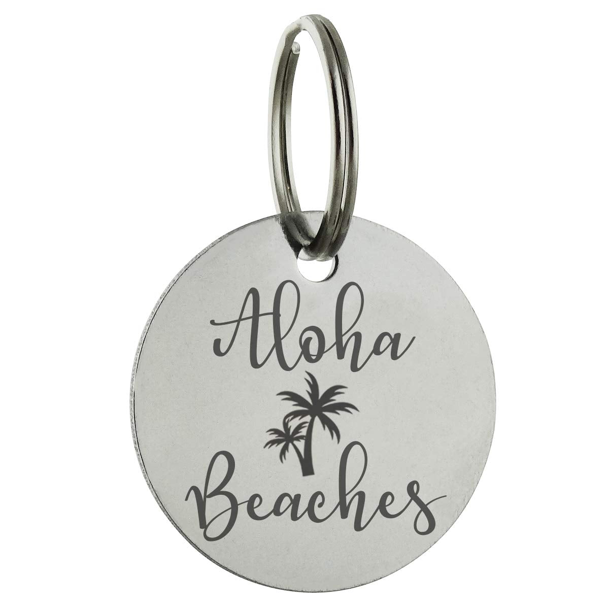 Aloha Beaches Personalized Pet Id Tag - 30Mm Double Sided Laser Engraved For Dog Or Cat