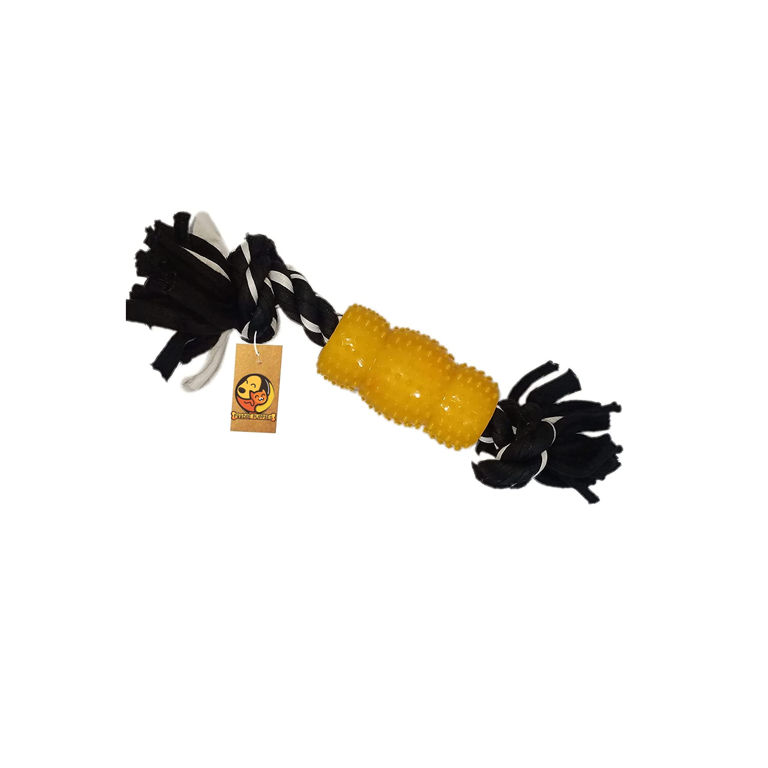 Foodie Puppies Durable NonToxic Cotton Black Grip Rope Chew Toy (Color May Vary) | Chewing, Teething, And Training For Small To