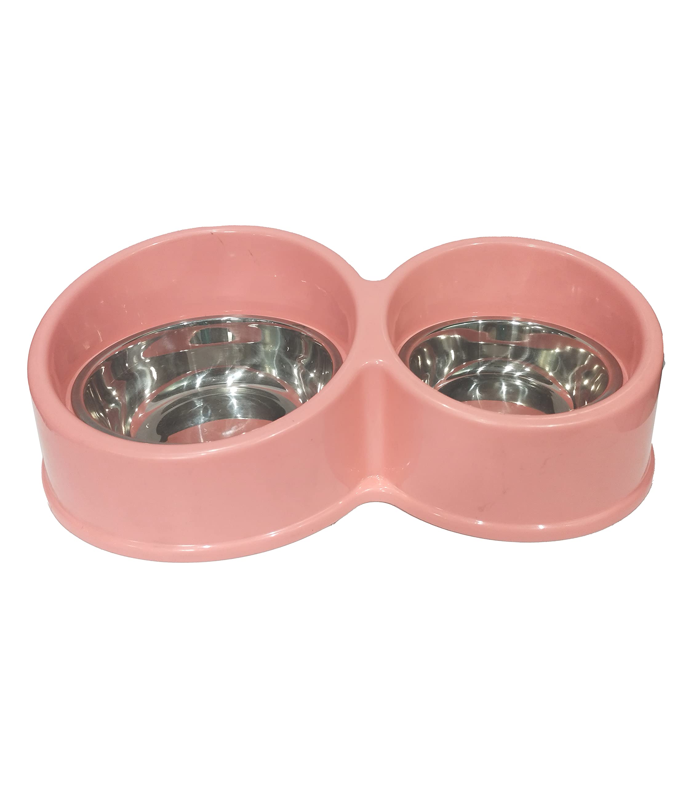 Emily Pets Double Diner Dining Cat, Dog Pet Feedrer With Stainless Steel Raised Bowl & Non Slip Rubber Bottom 28.3 * 17.3 * 5Cm