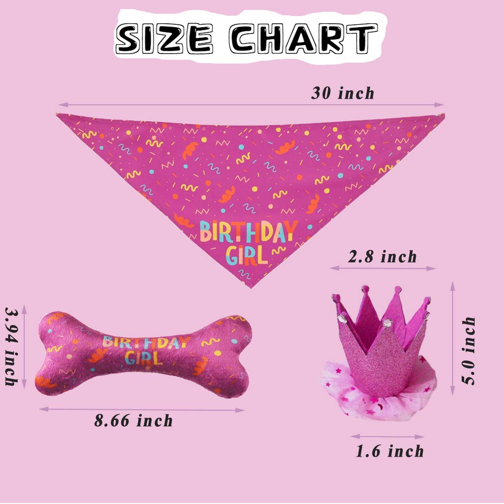 Idolpet Dog Birthday Bandana Large Dog Birthday Hat Happy Birthday Dog Bone Toy Dog Party Set Pet Happy Birthday Party Suppliers Dog Birthday Accessories And Pet Decorations (Pink)
