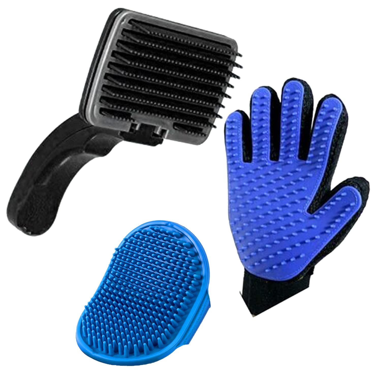 Psk Pet Mart Slick Brush, Hand Gloves Brush And Adjustable Ring Handle Brush For Long Short Haired Dogs And Cats/Pet Shampoo Bat
