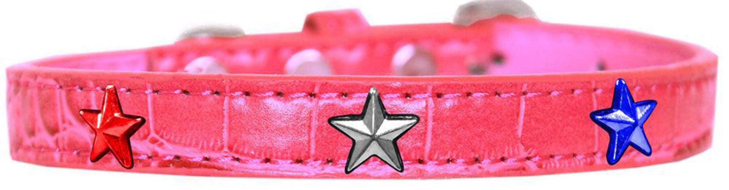 Dog, Puppy and Pet Designer Croc Widget Collar, "Red, White & Blue Stars" Red 20