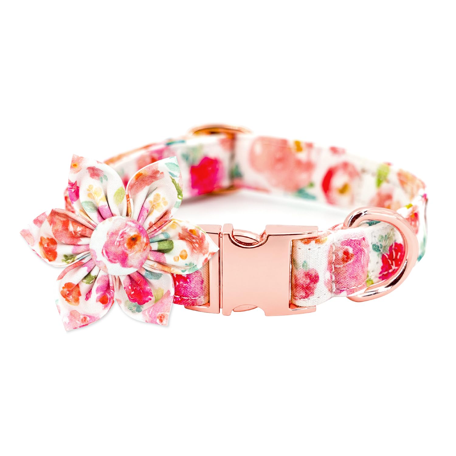Tunkoo Dog Collar Elegant Floral Bow Tie Unique Style Super Soft Comfy Adjustable Cotton Collar With Premium Metal Buckle, For Puppy And Cat Small Medium Large Pet Supplies(Gouache,Flower, S)