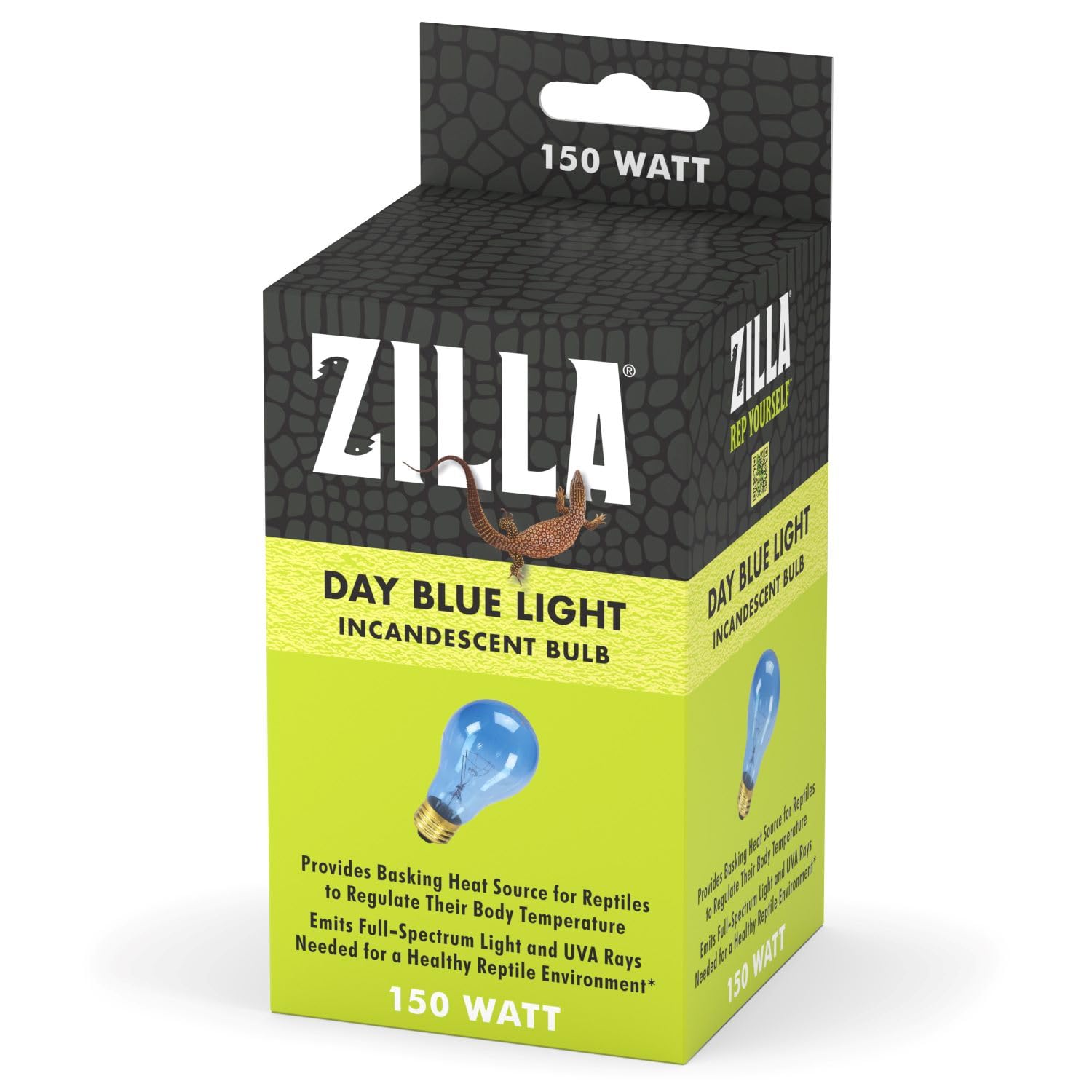 Zilla Reptile Terrarium Incandescent Heat Bulb, Day Blue, 150 Watts