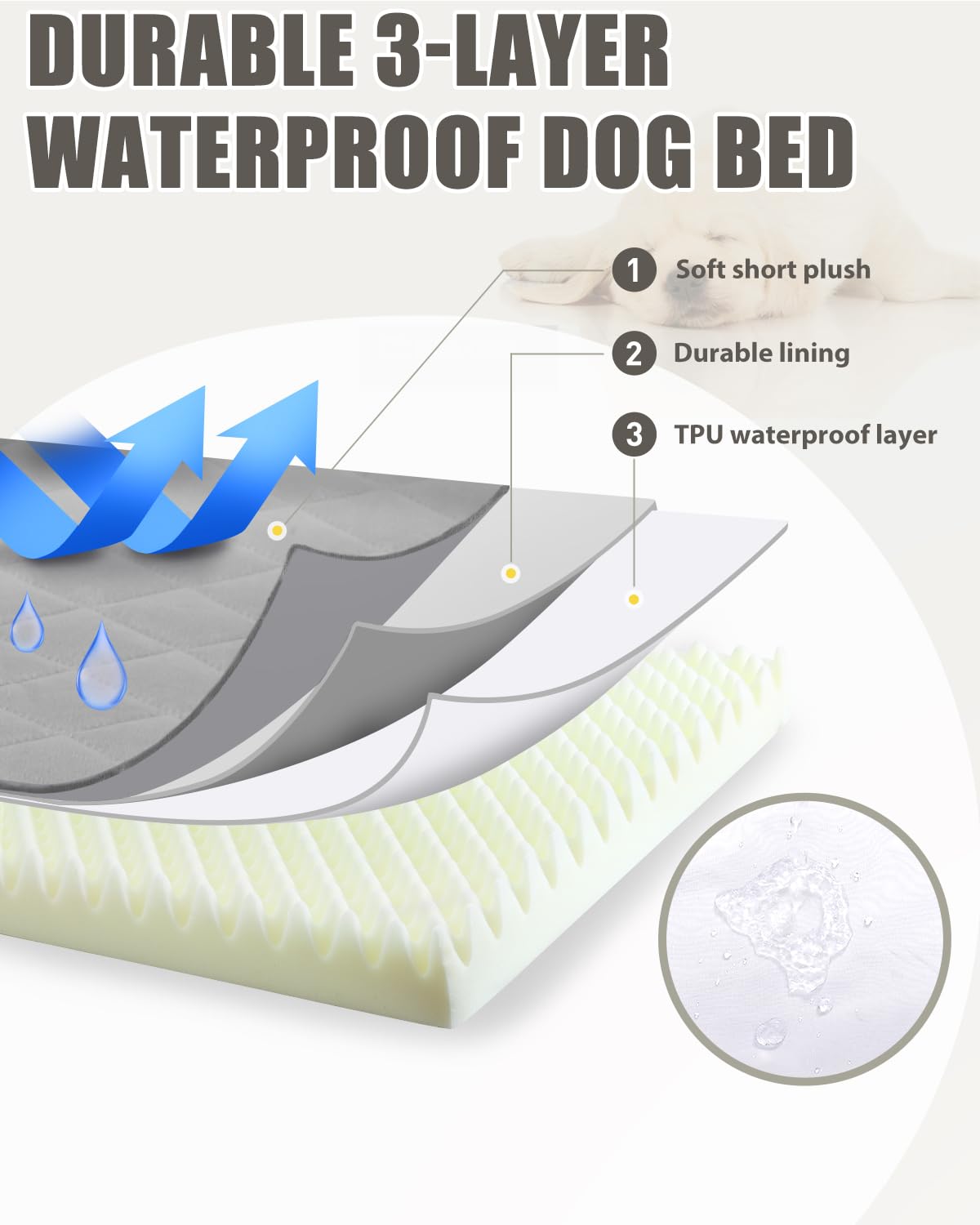 Nupida Jumbo Dog Bed - Extra Large, Orthopedic With Removable Washable Cover, Non-Slip Bottom, Suitable For Crate, 53X36 Inch, L
