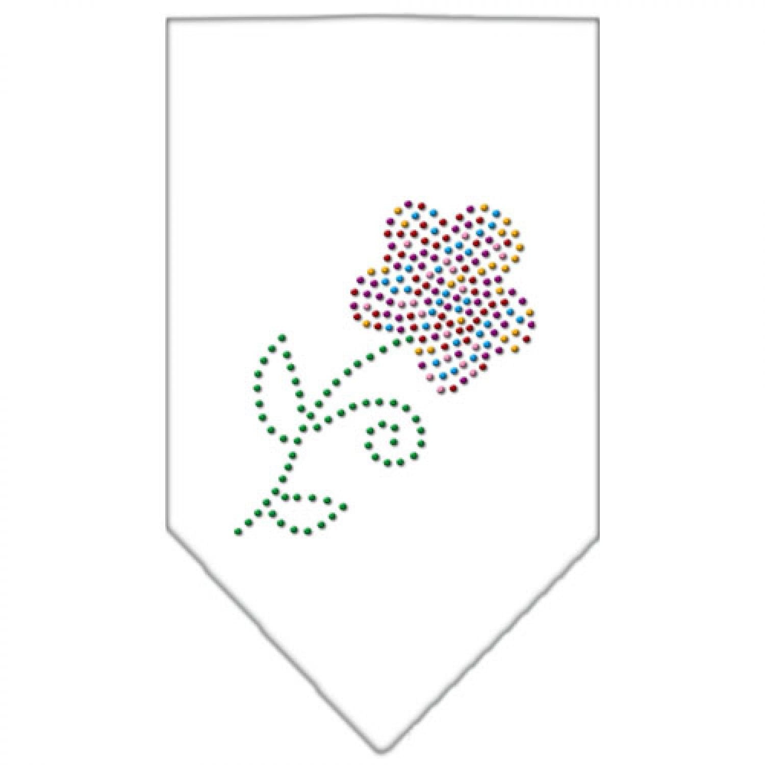 Pet and Dog Bandana Rhinestone, "Multi Flower" White Small