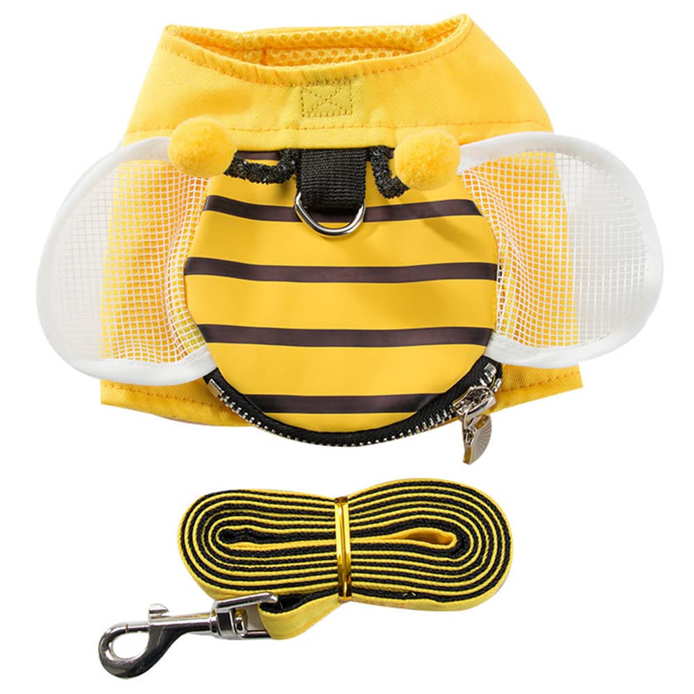 Nacoco Small Dog & Cat Bee Costume Walking Vest Set - Funny Pet Harness & Leash For Small Dogs & Cats