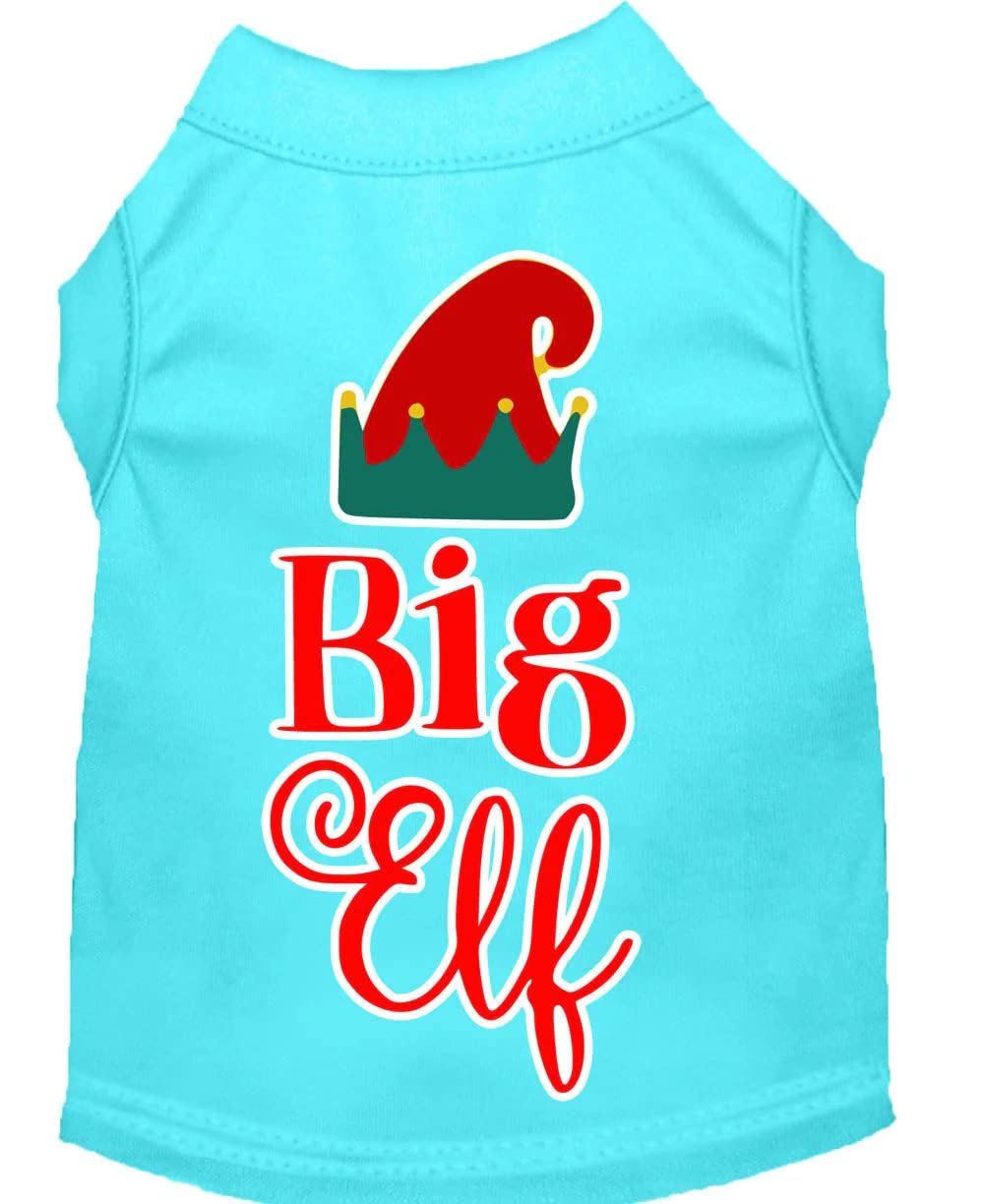 Christmas Pet Dog & Cat Shirt Screen Printed, "Big Elf" Yellow MD (6-10 lbs.)