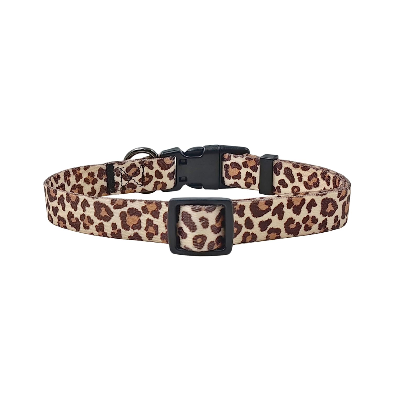 Olahibi Basic Dog Collar, Leopard Pattern, Polyester Material, 4 For Small Medium Large Dogs.(X, Light Coffee Leopard)