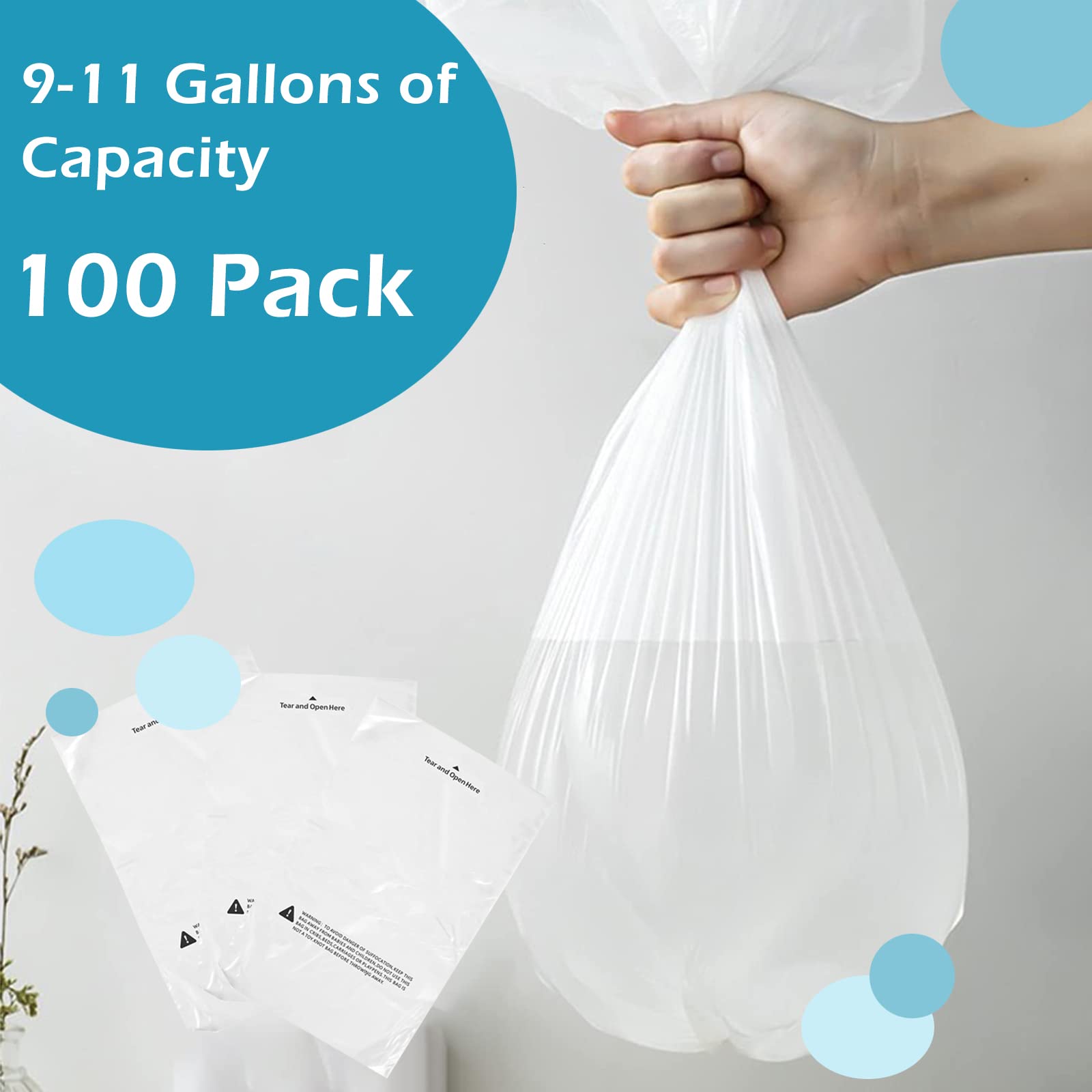 Lisyee 100 Count Waste Drawer Liners Bags Compatible With All Litter Box Robot Models, 9-11 Gallons Litter Box Liners