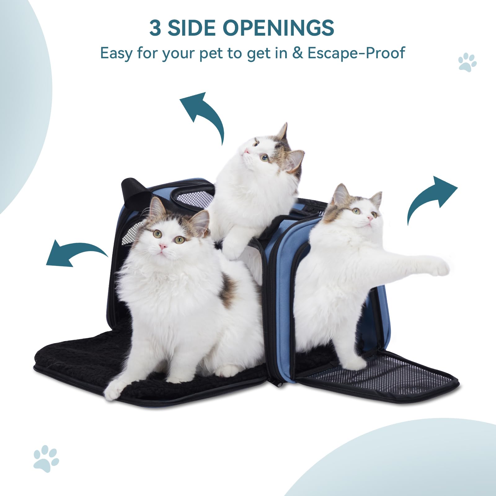 Petsfit Pet Carrier, Dog Carrier Airline Approved, Collapsible Soft Sided Tsa Approved Pet Carrier For Small And Medium Cats, Puppies Up To 12 Lbs, Cat Travel Carrier, Blue