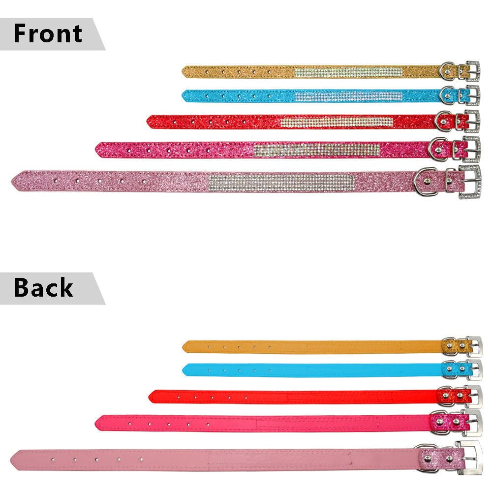 Bbmmayy Rhinestone Dog Collar, Cute Dazzling Sparkling Crystal Diamond Rhinestones Leather Dog Cat Collar Small Pets Puppy Colla