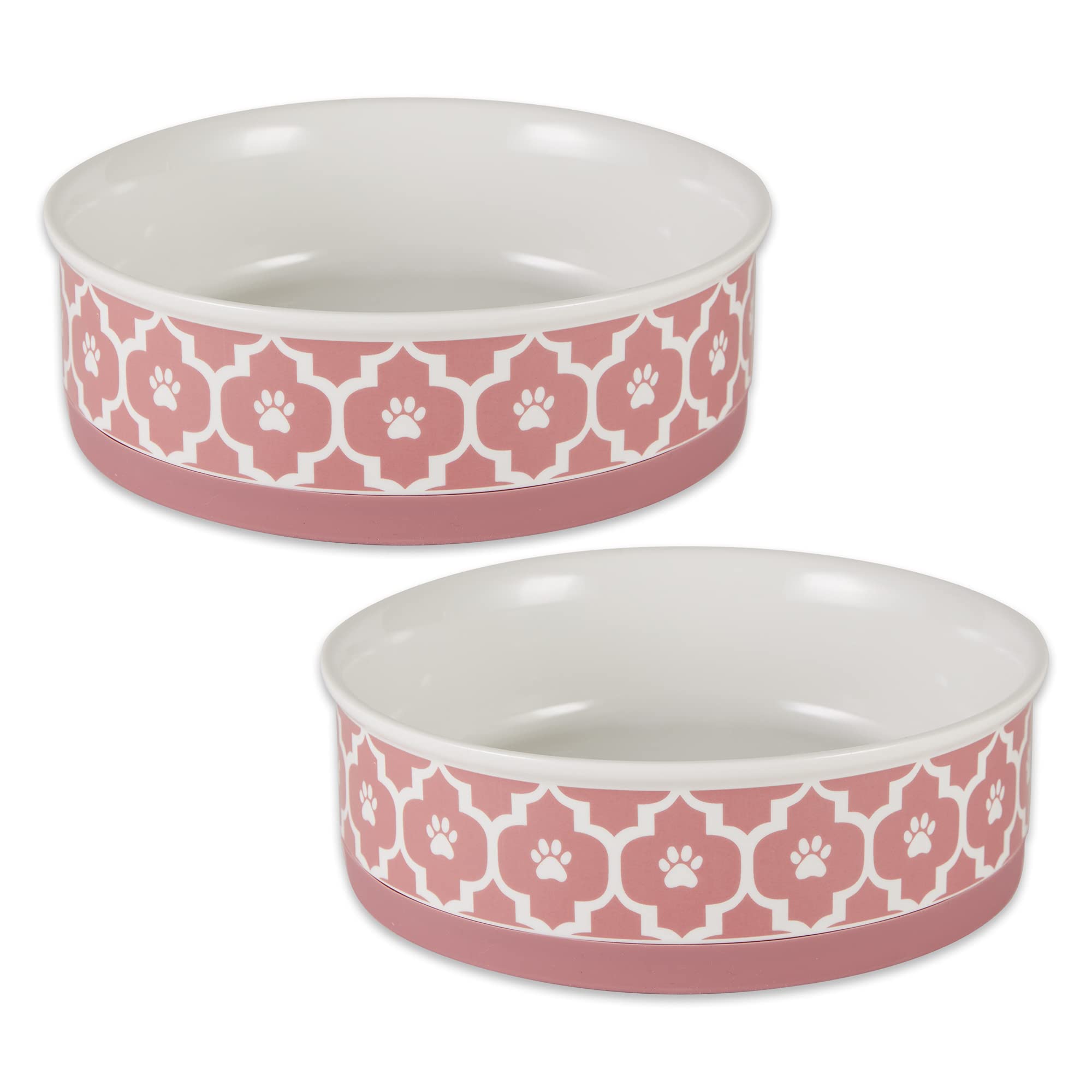 Bone Dry Lattice Collection Pet Bowl & Canister, Large Set, 7.5X2.4 Inches, Rose, 2 Piece