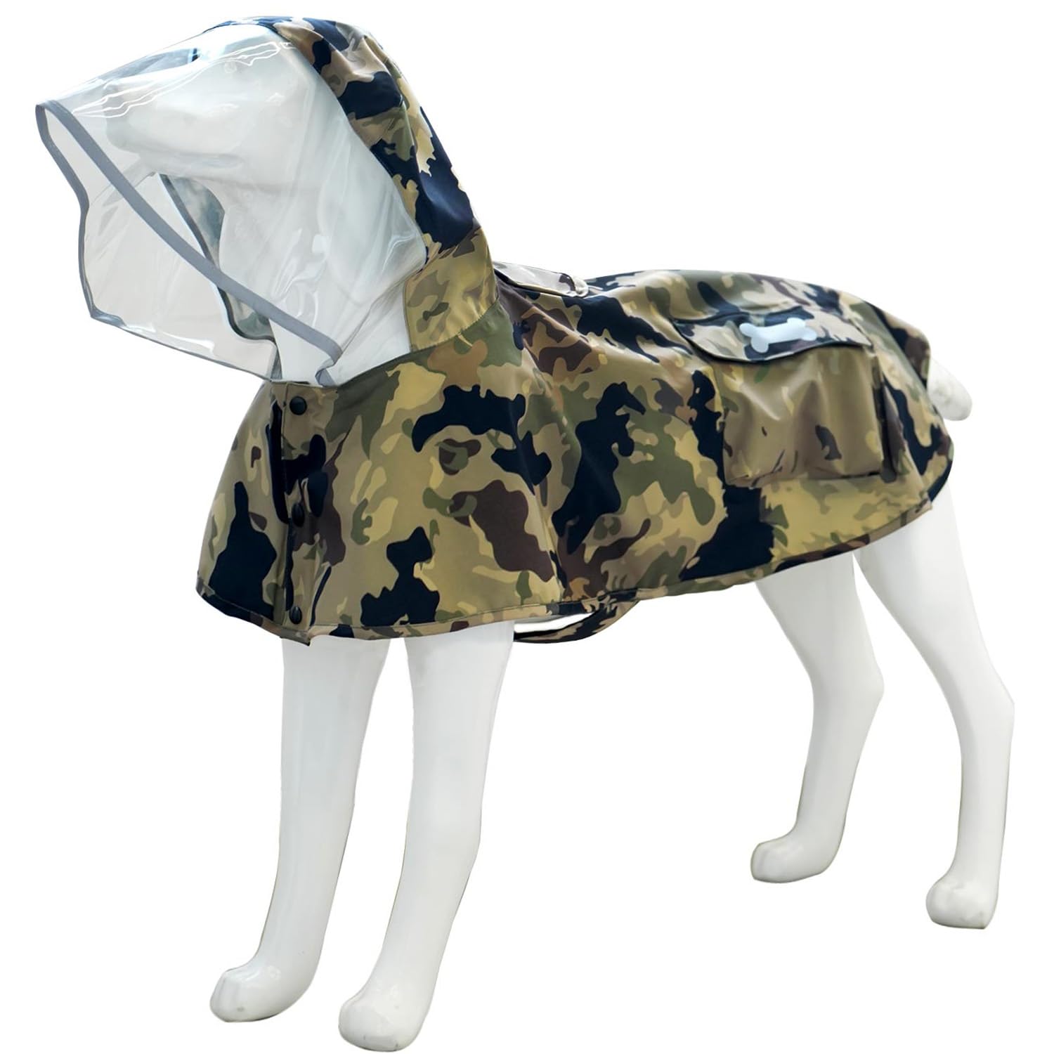 Waterproof Dog Raincoat, Adjustable Reflective Lightweight Pet Rain Clothes With Poncho Hood(X-Small,Camo)