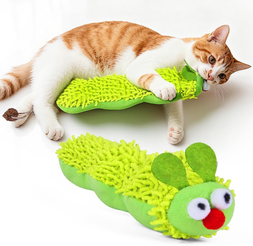 Oyosonabymy 2Pcs Plush Caterpillar Catnip Toy, Interactive Chewing Play Accessory, Practical Cat Toys For Indoor Kitten Adult Ca