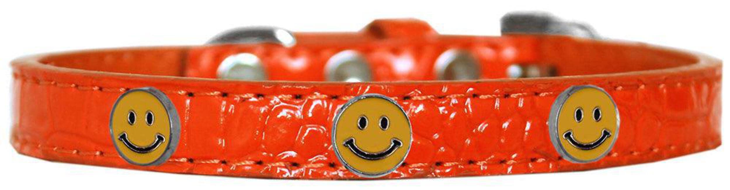 Mirage Pet Products Happy Face Widget Croc Dog Collar White Size 10
