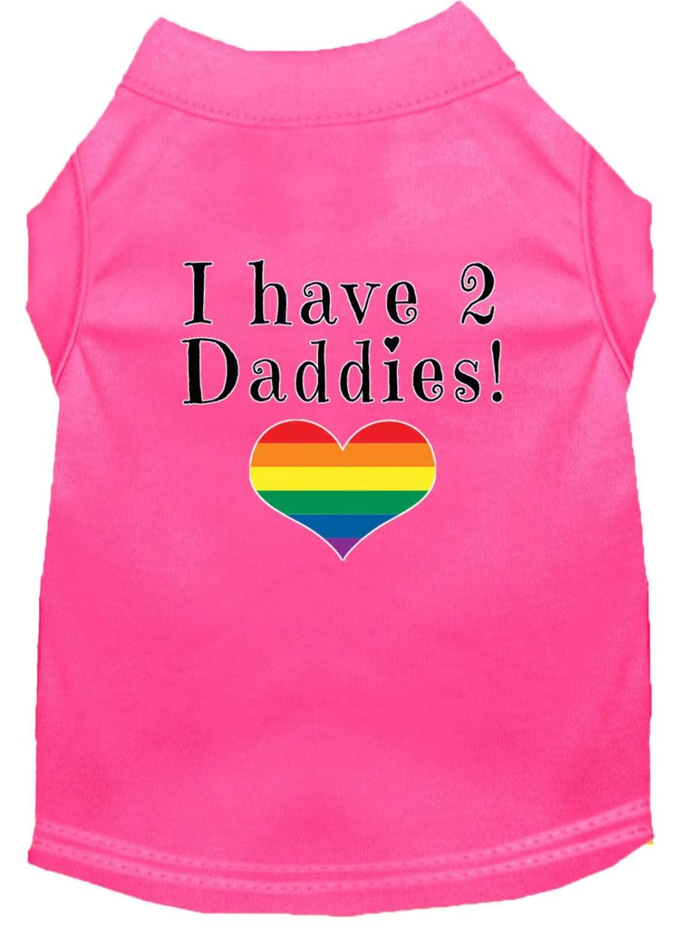 Pet Dog & Cat Shirt Screen Printed, "I Have Two Daddies" Light Pink LG (10-14 lbs.)
