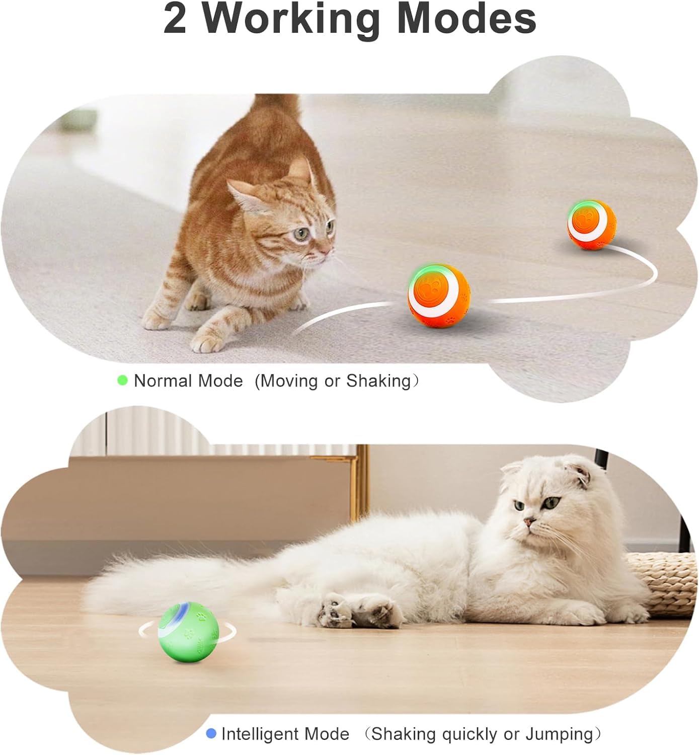 Sealon Electric Interactive Cat Toy Ball(Green 4 Pack) Indoor Cat Play Ball, Suitable For Cats Over 6 Months For Exercise, Weigh