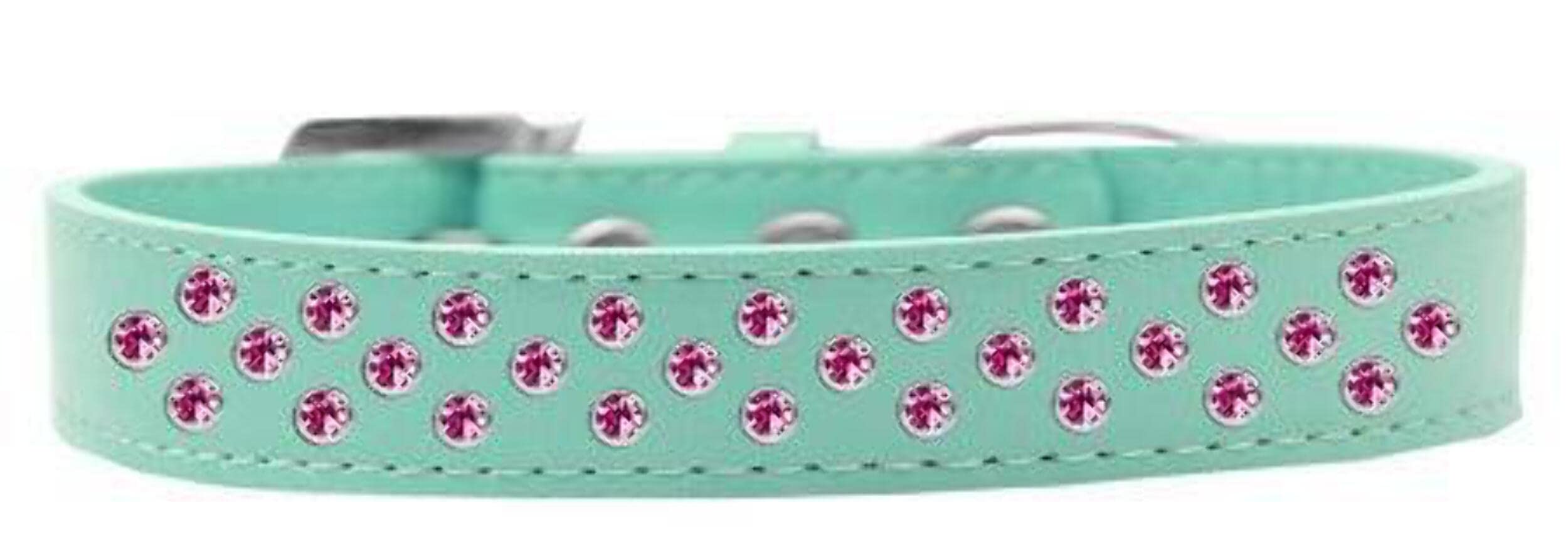 Dog, Puppy & Pet Fashion Collar, Bright Pink Crystal Rimsets Sprinkles Aqua 12