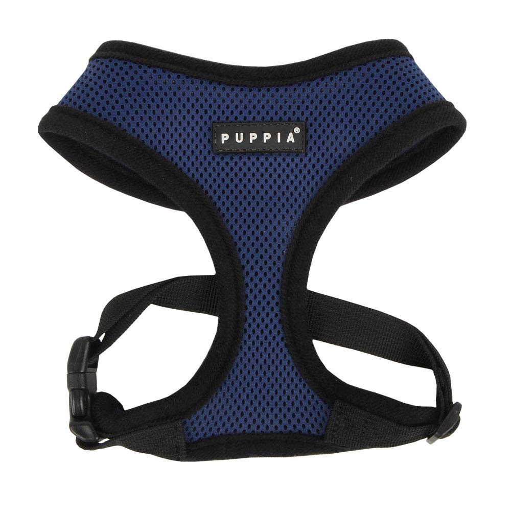 Puppia Soft Dog Harness No Choke Over-The-Head Triple Layered Breathable Mesh Adjustable Chest Belt And Quick-Release Buckle, Royal Blue, Small