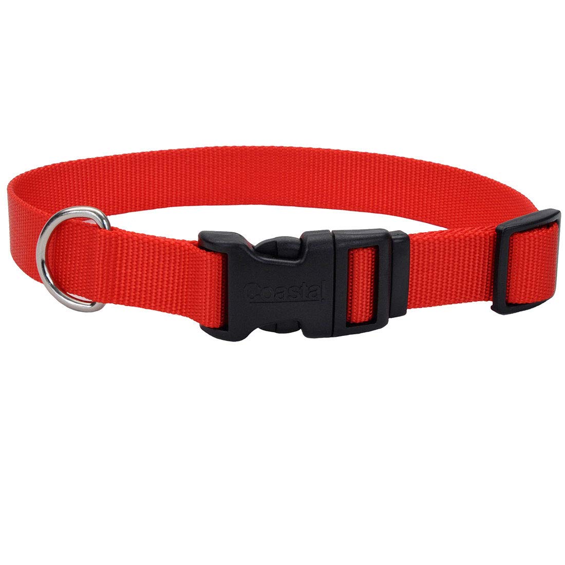 Coastal Pet - Adjustable Dog Collar with Plastic Buckle, Red, 3/4'' x 14''-20''