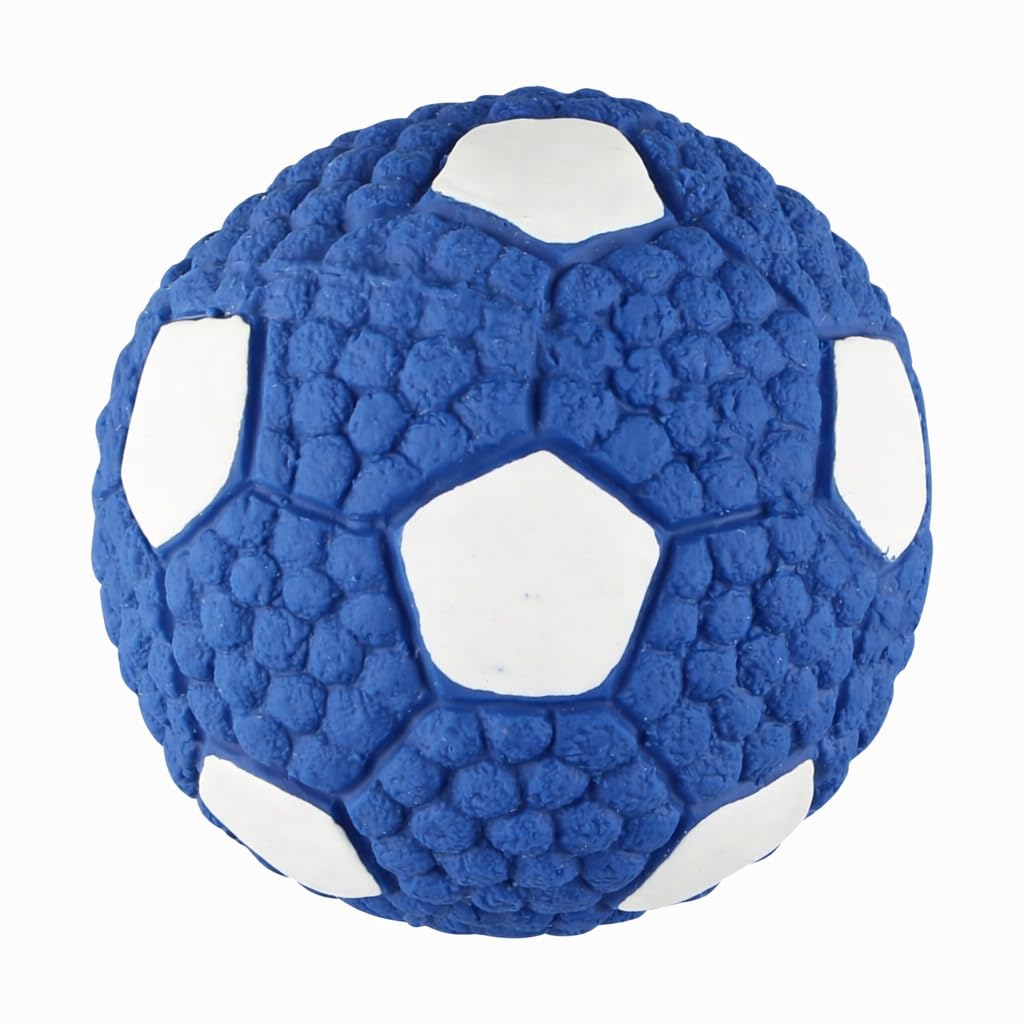 Bohobark Interactive Soccer Squeaky Dog Chew Toy  NonToxic Soft Latex Blue Football | Floating & Bouncing Toy For Small To Med