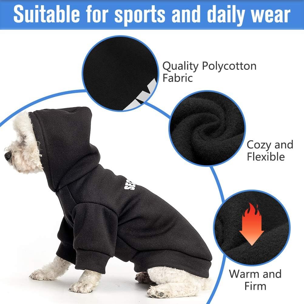 Scenereal Security Dog Hoodie Sweaters - Brushed Fleece Dog Clothes With Hat, Warm Winter Coat For All Weather, Xl