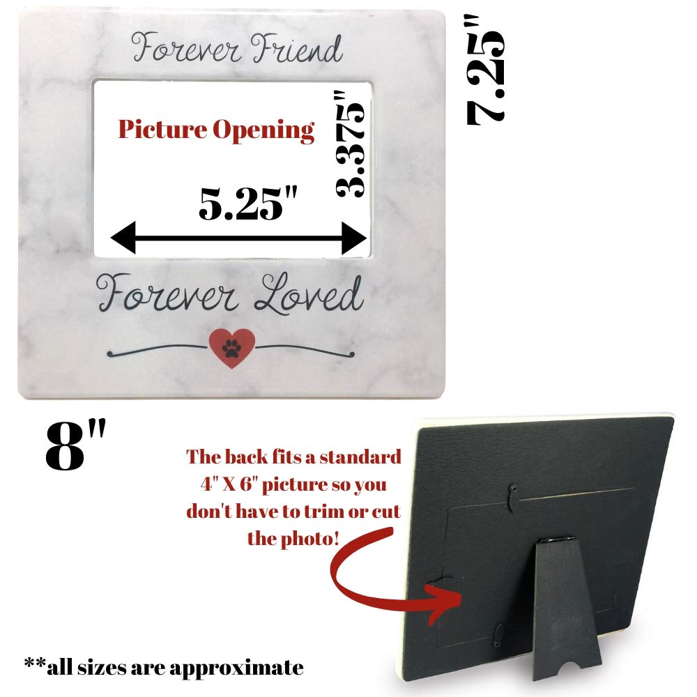 Banberry Designs Pet Memorial Frames - Set Of 2 - Forever Friend Forever Loved - Paw Print And Heart Design Picture Frame - Loss