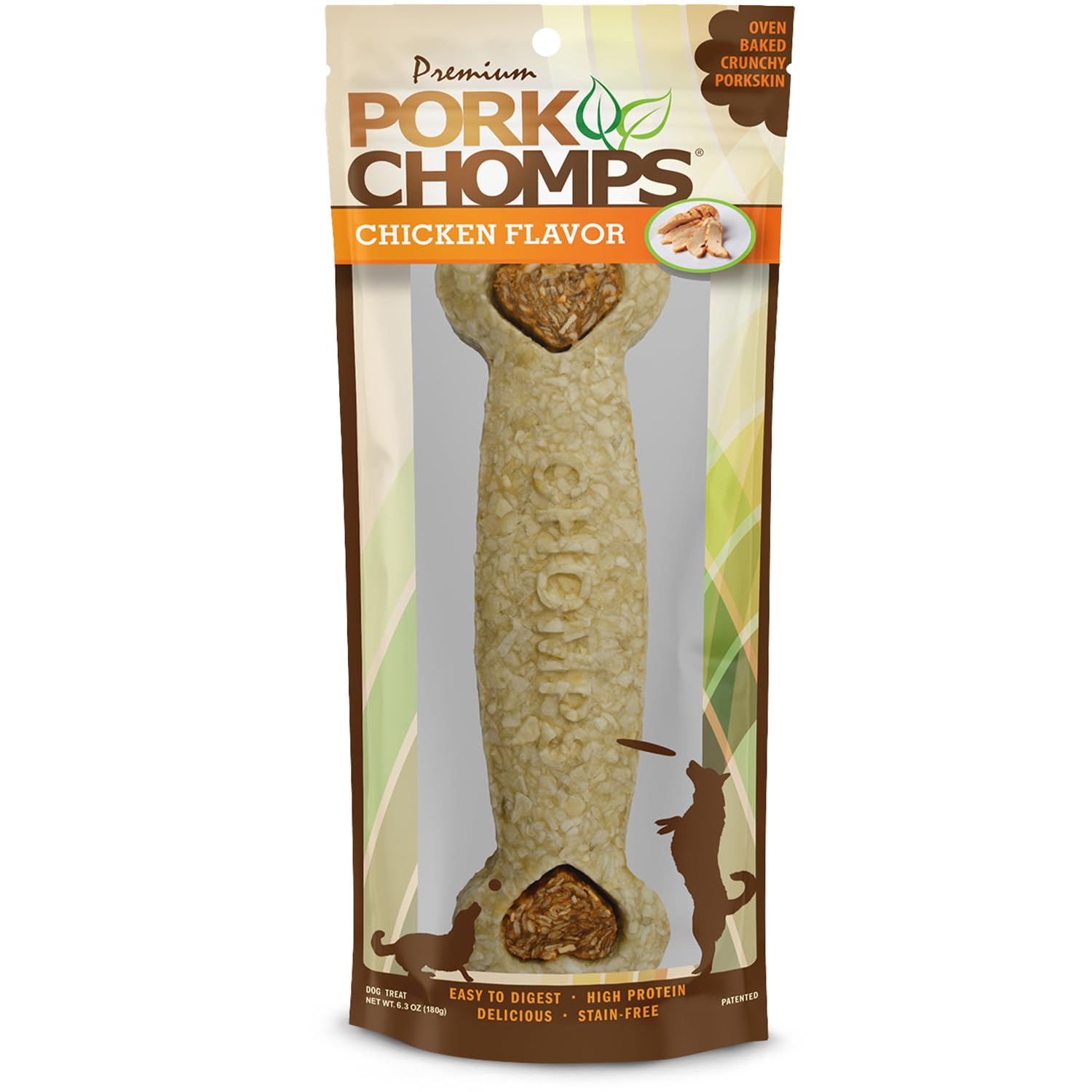 Pork Chomps Dog Chew, 7-inch Crunchy Bone, Chicken Flavor, 1 Count