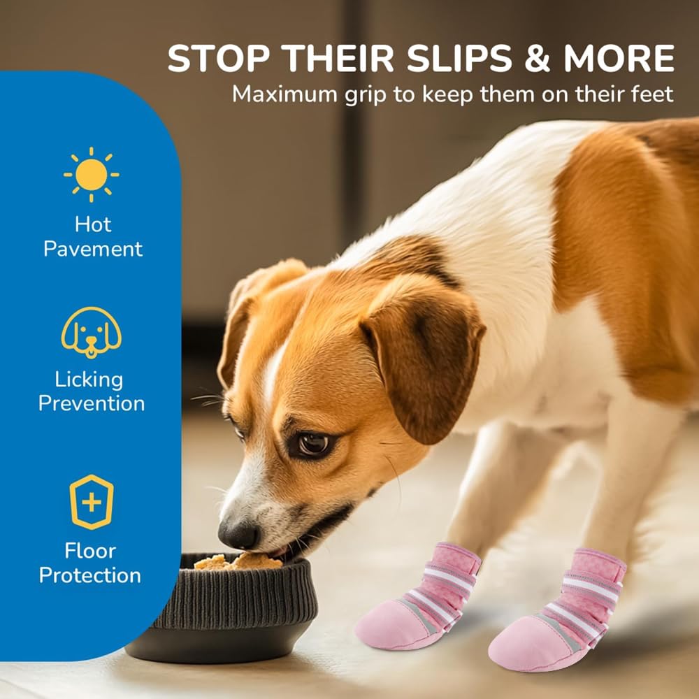 Premium Dog Socks For Small Medium Large Dogs, Dog Shoes With Double Sides Grips For Hot Pavement And Winter, Dog Booties For Ha