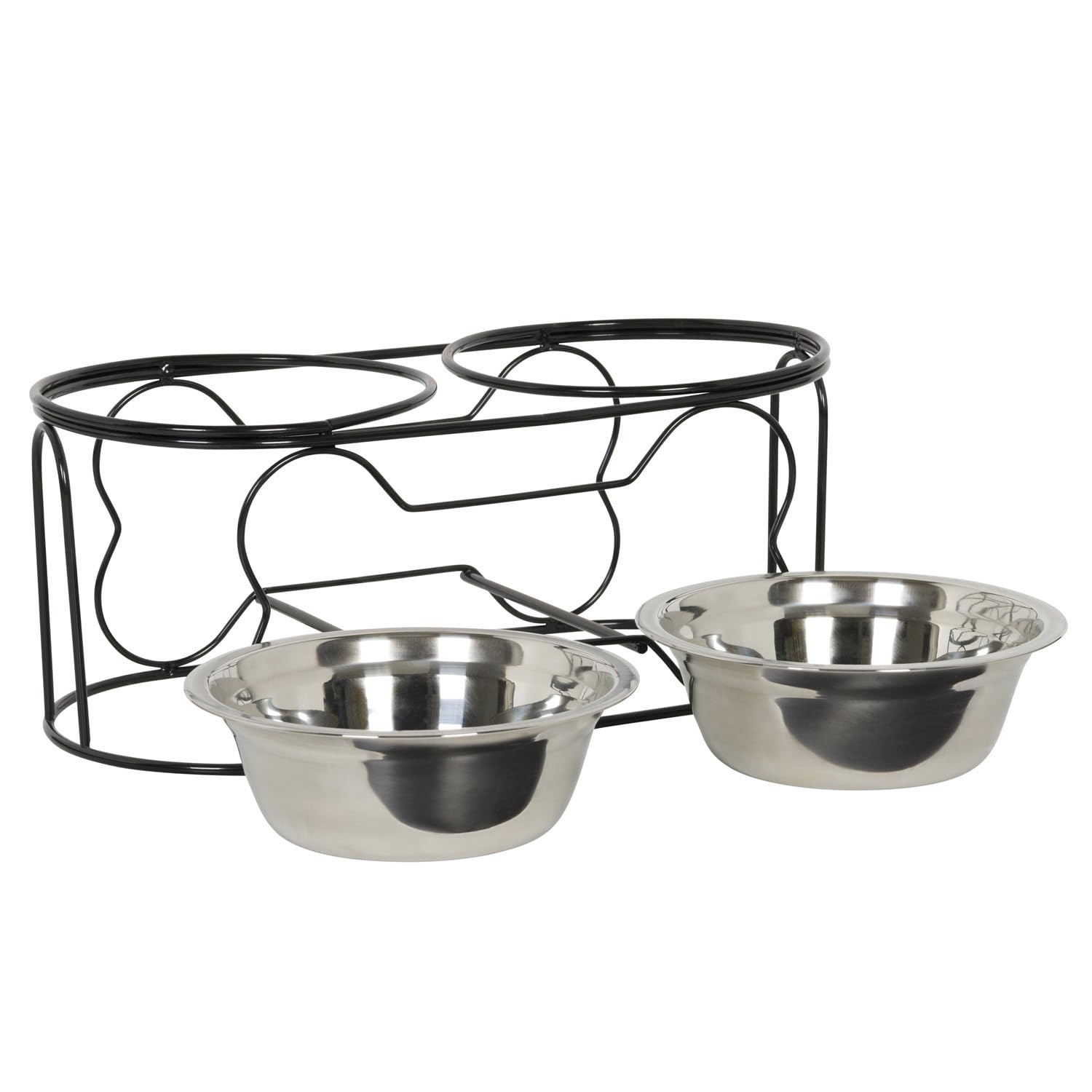 Yml 5-Inch Wrought Iron Stand With Small Double Stainless Steel Feeder Bowl