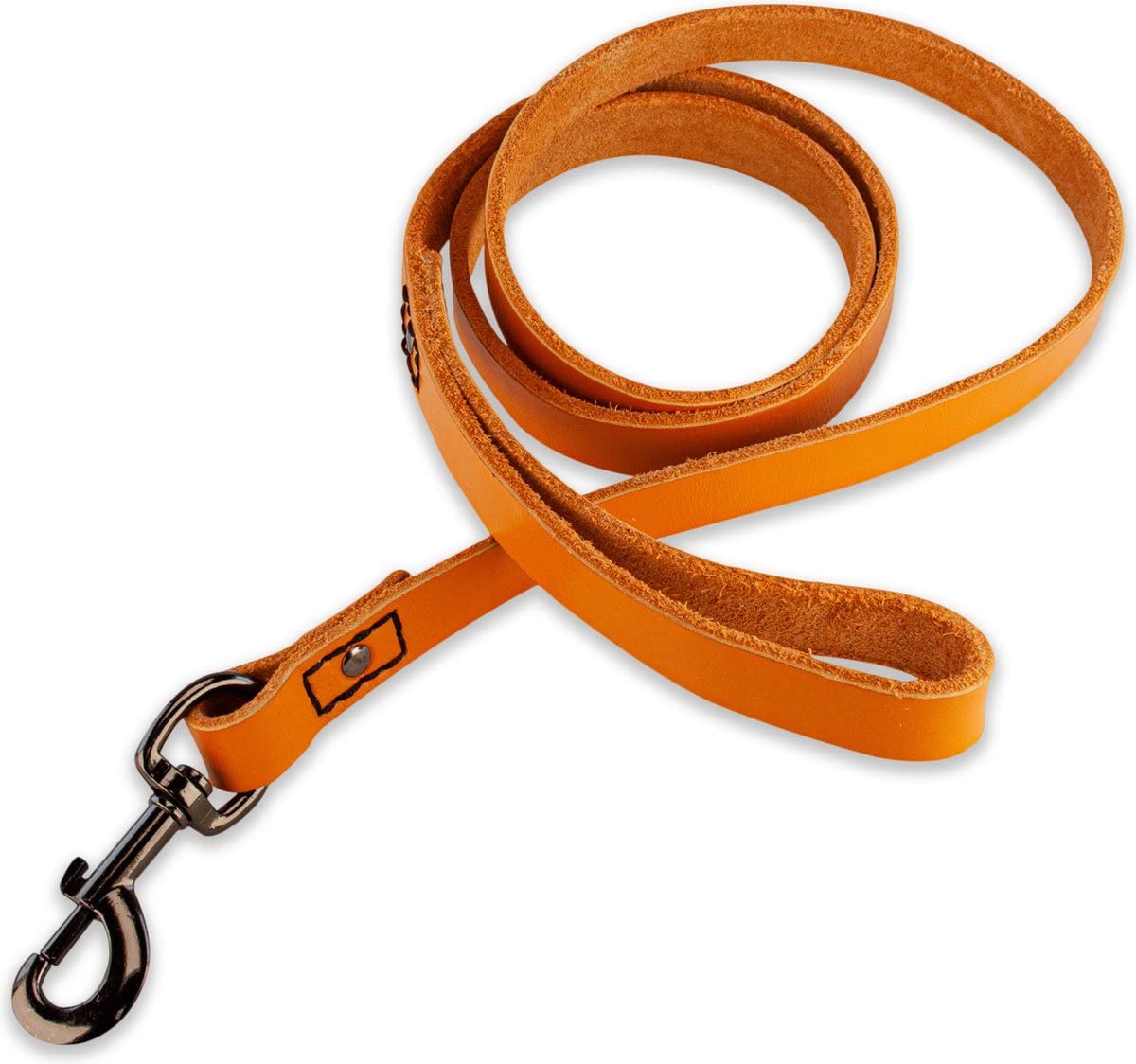 Brute Strength - Leather Dog Leash - 47Ft - Orange - Soft And Strong Full Grain Leather Leash For Large And Medium Dogs - Dog Tr
