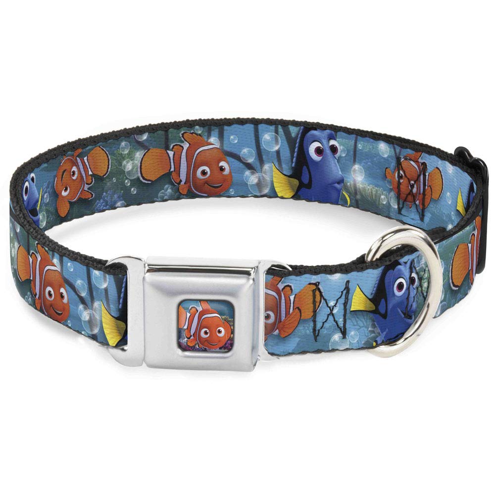 Dog Collar Seatbelt Buckle Nemo Dory Poses 13 To 18 Inches 1.5 Inch Wide