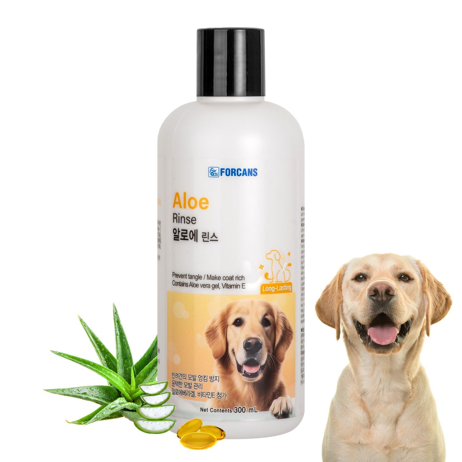 Forcans Aloe Rinse Conditioner For Dogs With Long Coats, Moisturizing And Soothing Formula 300 Ml
