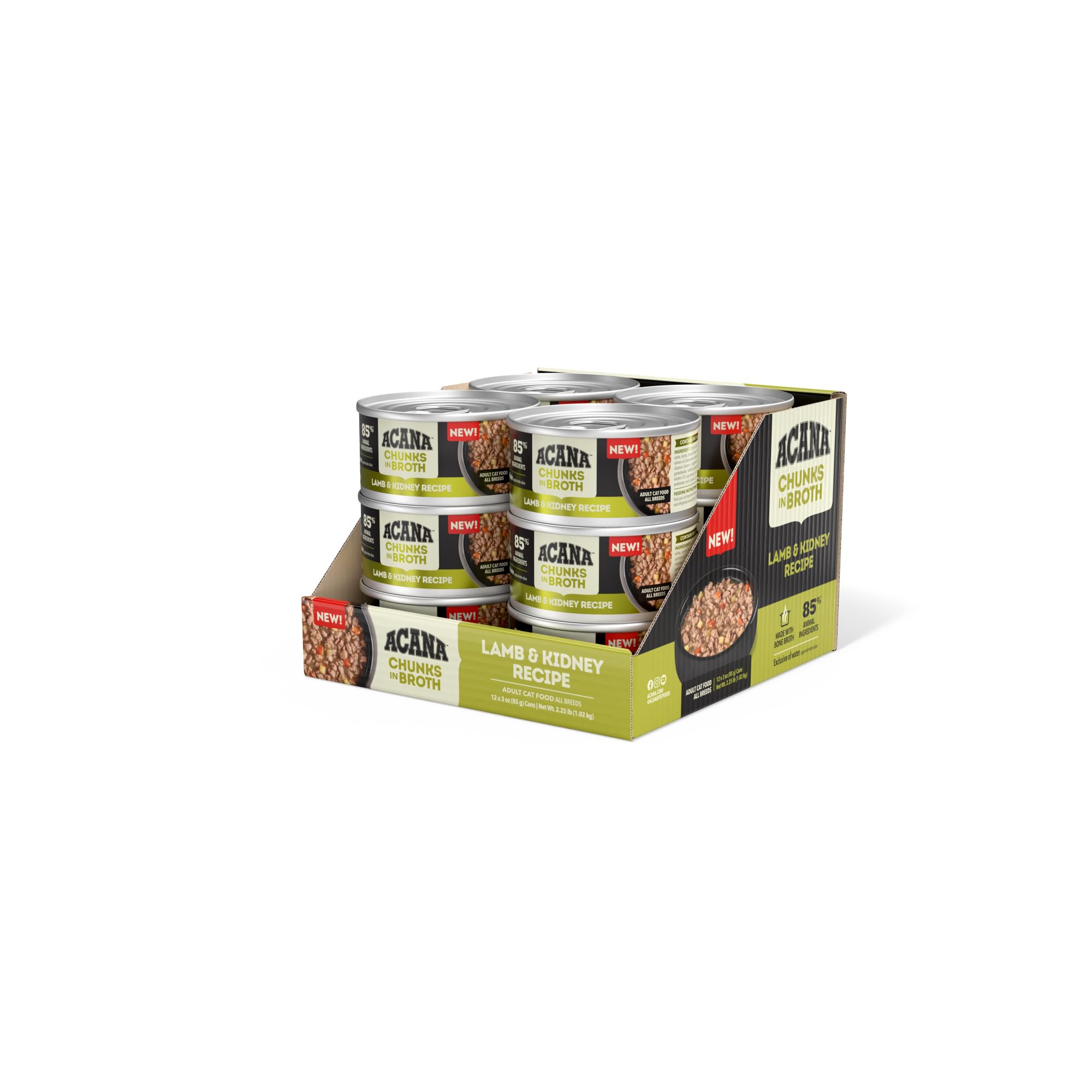 ACANA Chunks in Broth Wet Cat Food Lamb & Kidney Recipe 3oz Cans (12 Count)