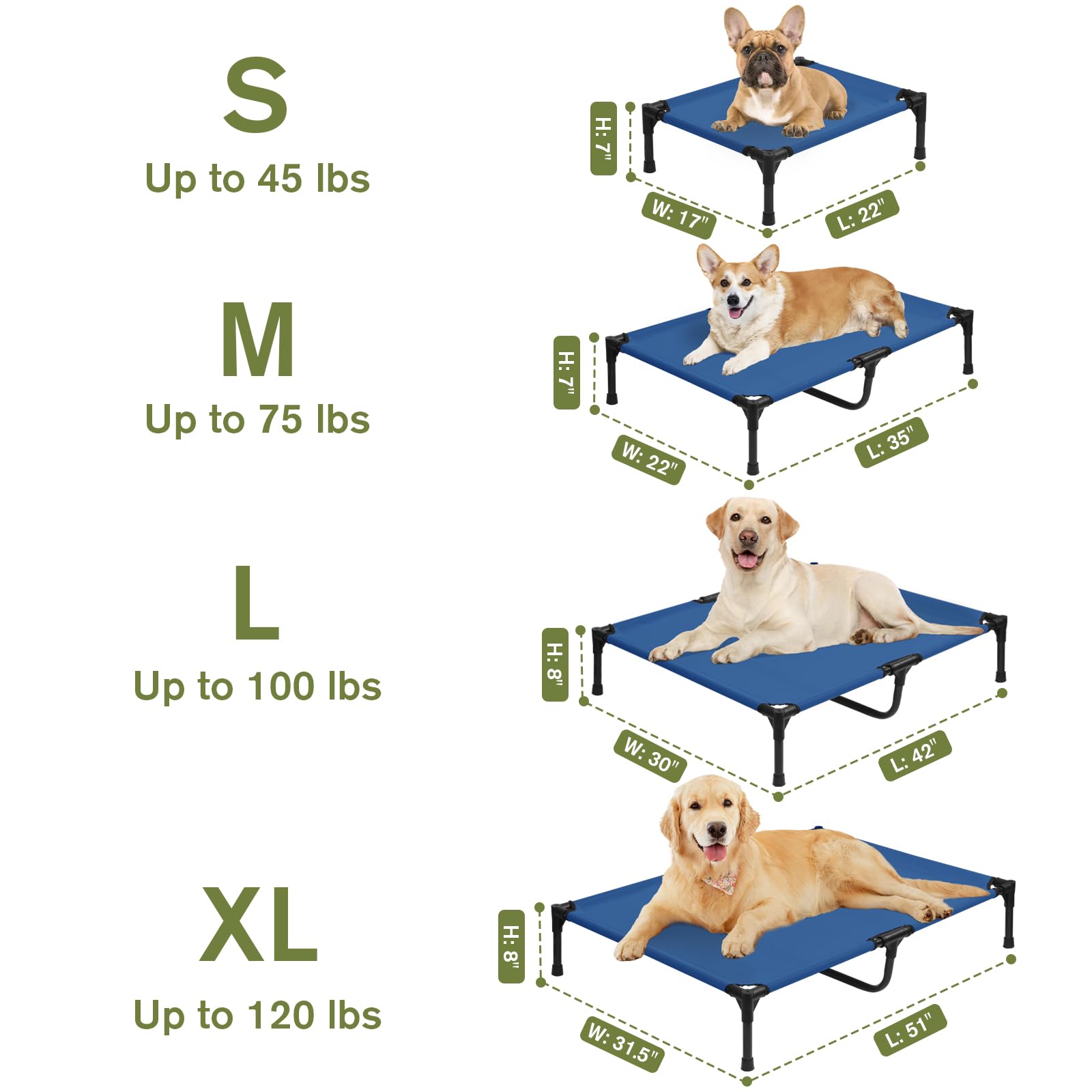 Outdoor Raised Dog Beds For Small Dogs, Cooling Elevated Dog Cot Bed With Breathable Mesh, Portable Lifted Pet Hammock Beds, Dur