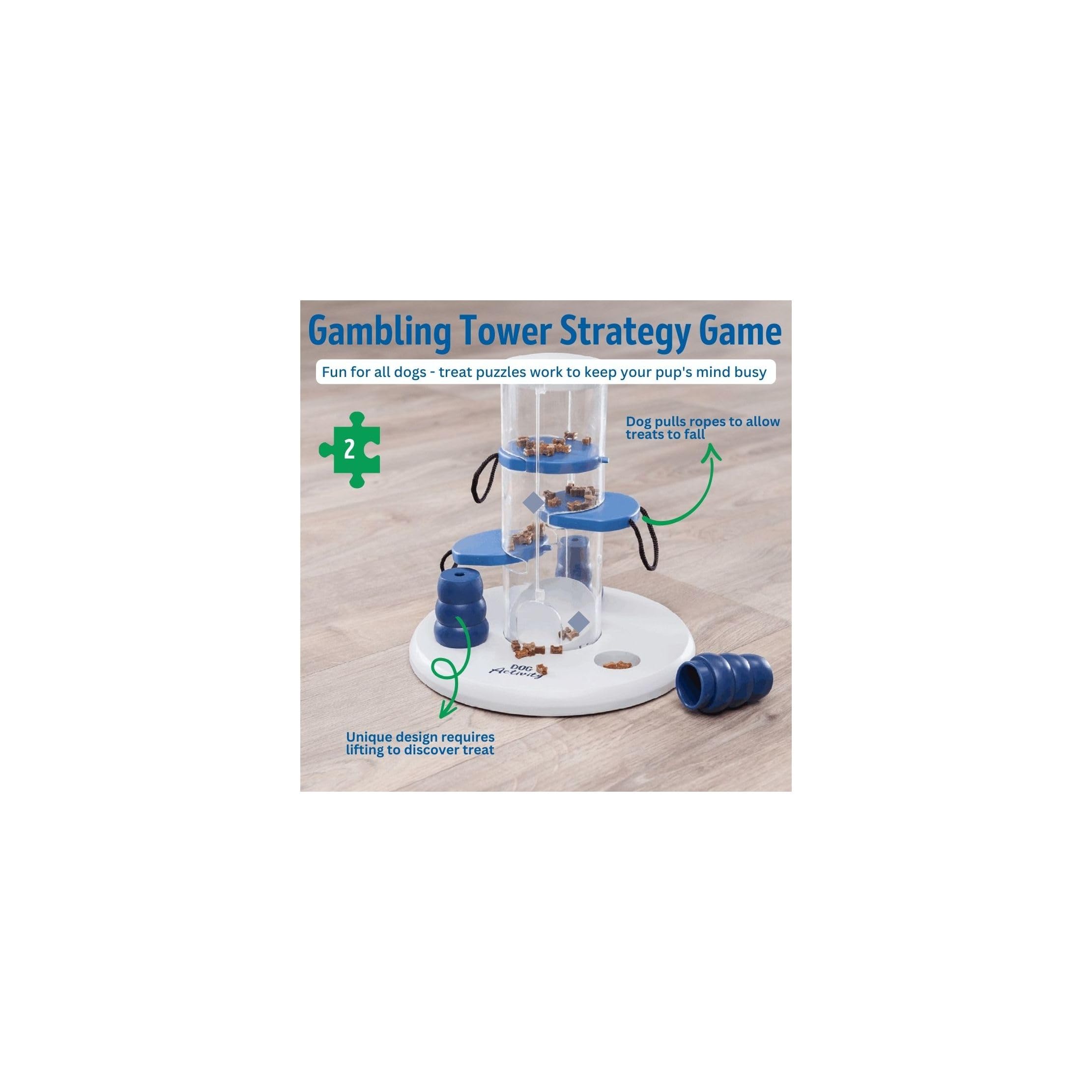TRIXIE gambling Tower Strategy game, Intermediate Dog Puzzle Toy, Level 2 Activity, Treat Puzzle, Interactive Play, Enrichment