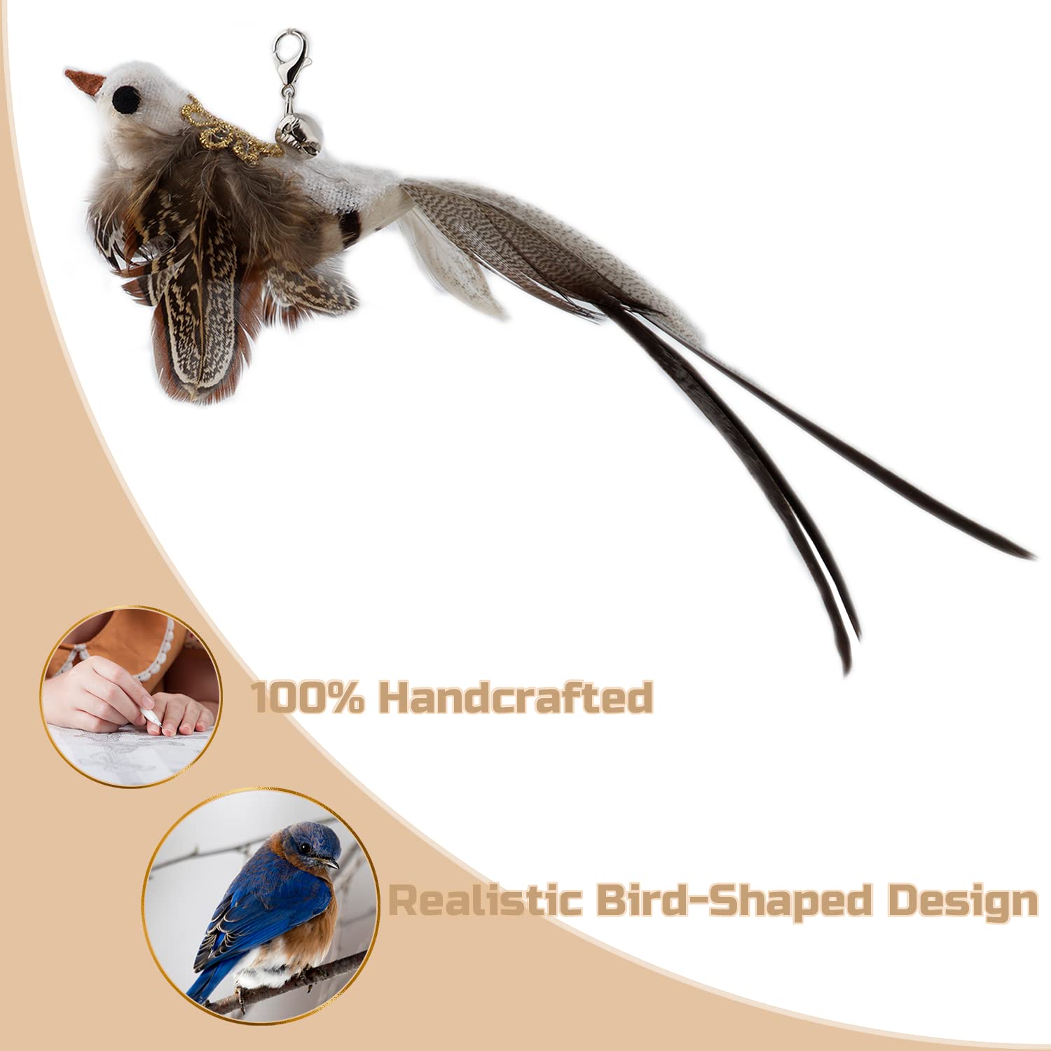 FUPUSUN Update 2023 10 PCS Cat Feather Wand Toys With Bird & Butterfly for Indoor Cats and Kittens