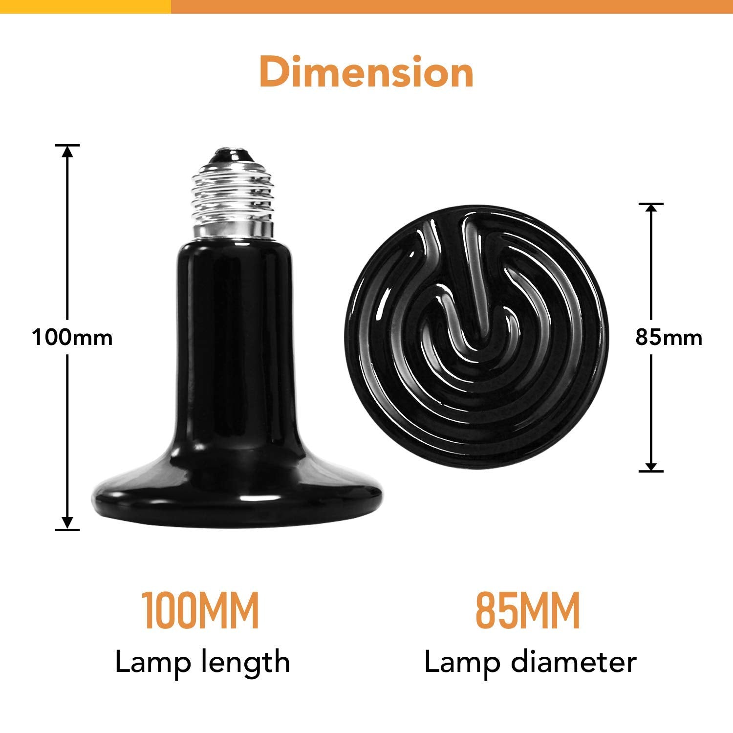 Simple Deluxe 100W Ceramic Reptile Heat Lamp Bulb & 150W Clamp Light with 8.5 Aluminum Reflector Combo for Amphibian Pets, Silve