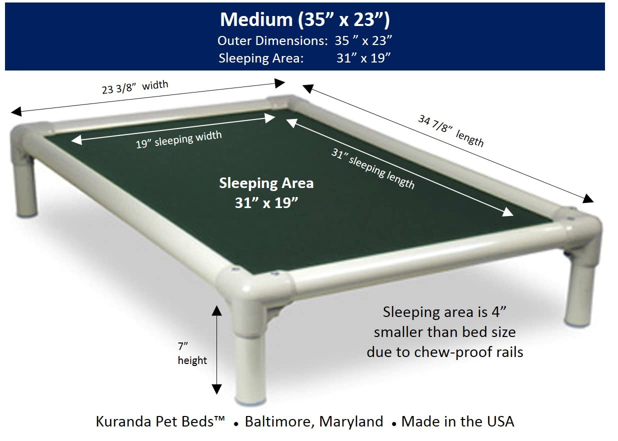 Kuranda Chewproof Bed - Almond PVC - 35'' x 23'' - Heavy Duty Vinyl - Forest
