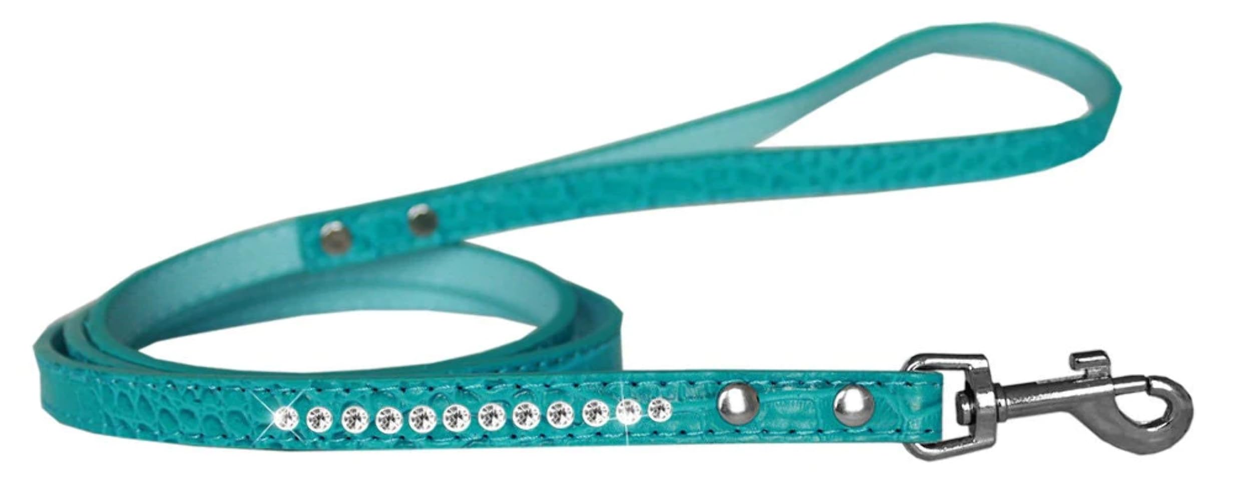 Mirage Pet Product Clear Jewel Croc Leash Silver 1/2'' wide x 6' long